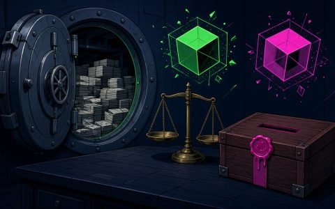 Comic still life of a vault, scales, and sealed comment box with no people