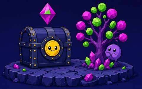 Comic vault character and crystal tree, no text